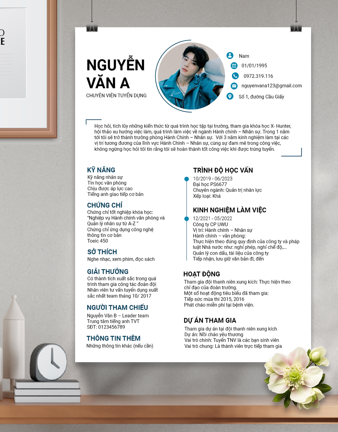 Mẫu CV Hành chính nhân sự 01