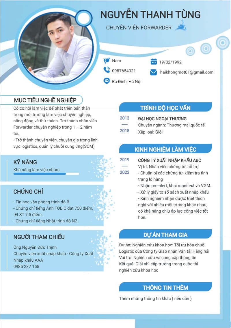 Mẫu CV logistic đẹp