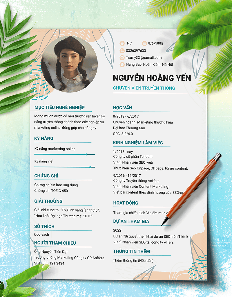 Tạo CV ngành truyền thông