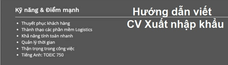 Kỹ năng trong CV ngành xuất nhập khẩu