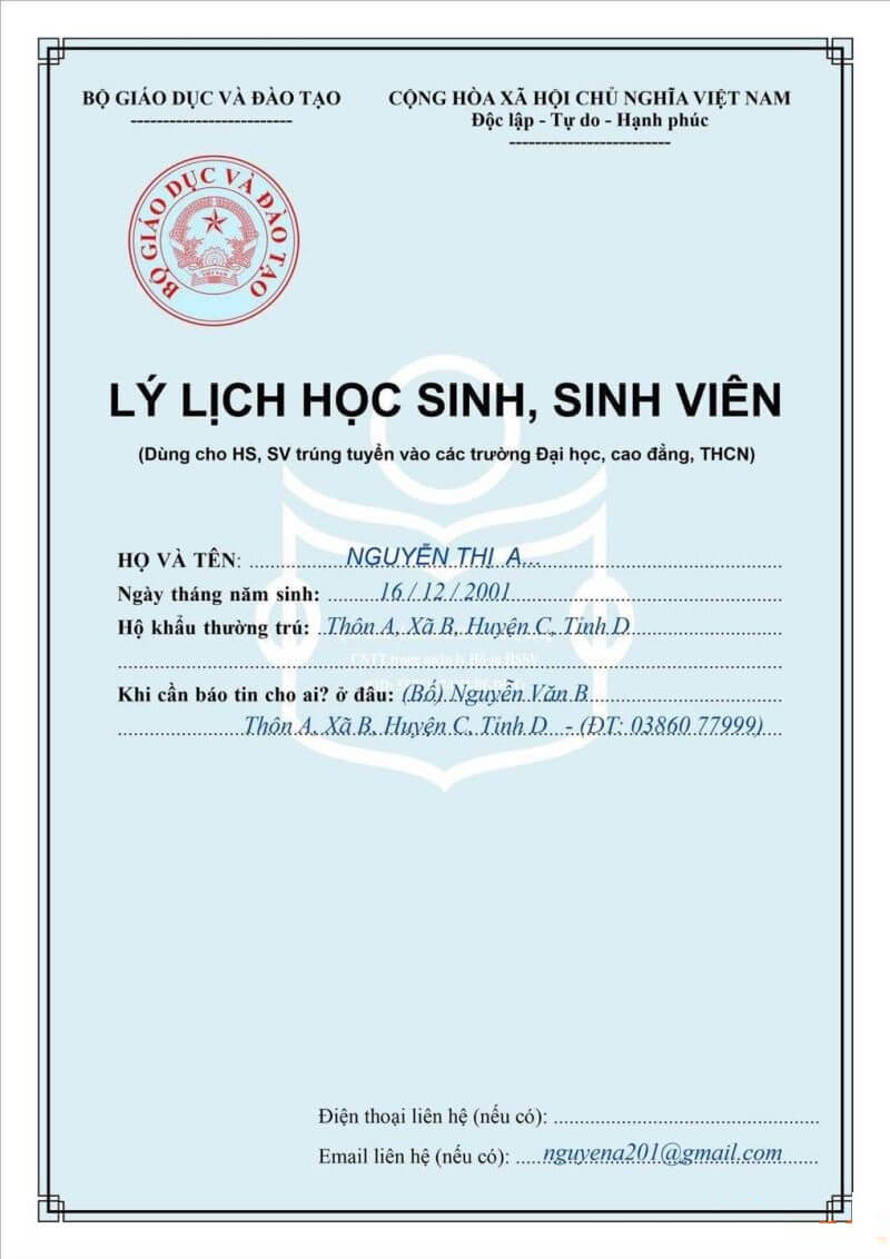 Viết hồ sơ học sinh sinh viên như thế nào?