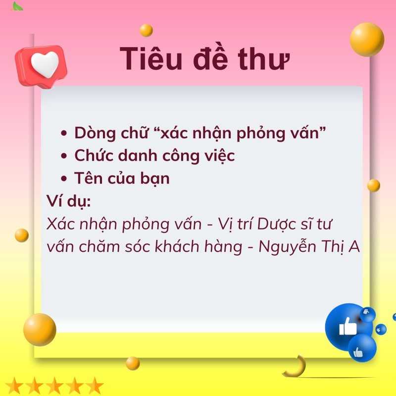 Tiêu đề thư xác nhận phỏng vấn