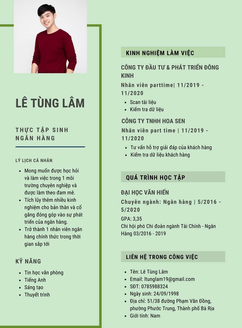 Mẫu CV cho sinh viên độc đáo, dễ tạo